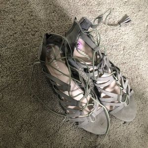 Madden girl taupe lace up sandals